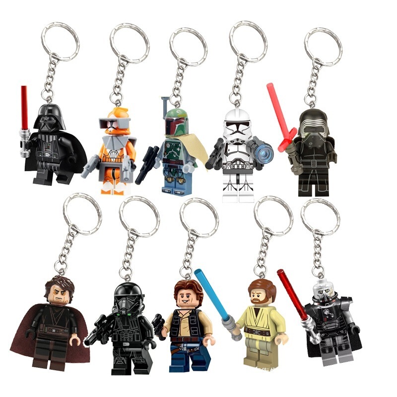 Star Wars Compatible Lego Keychain Minifigure School Bag Car Pendant Couple Student Gift Building Block Toy