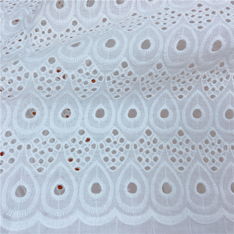 直销水溶棉布棉线花边镂空蕾丝绣花面料 135cm棉布花边打孔绣花布