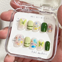 仲夏夜 | 綠野仙蹤手繪捏捏蝴蝶乾花手工光療穿戴成品假指甲