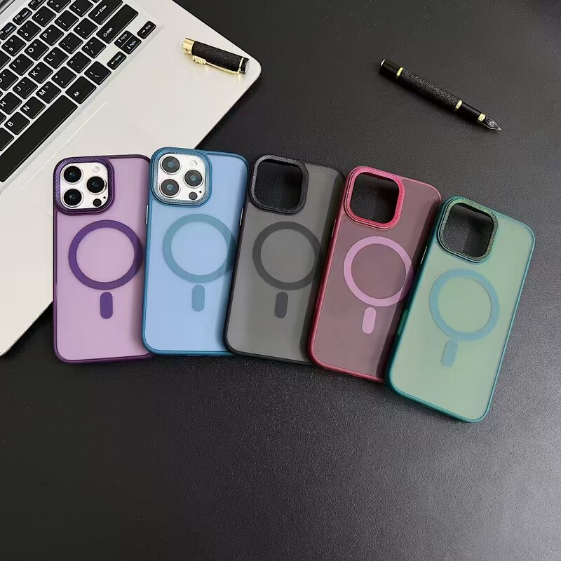 IPhone15Promaxドリルレンズの肌感フロスト磁気吸引携帯ケースリンゴ14転倒防止保護カバーを適用|undefined