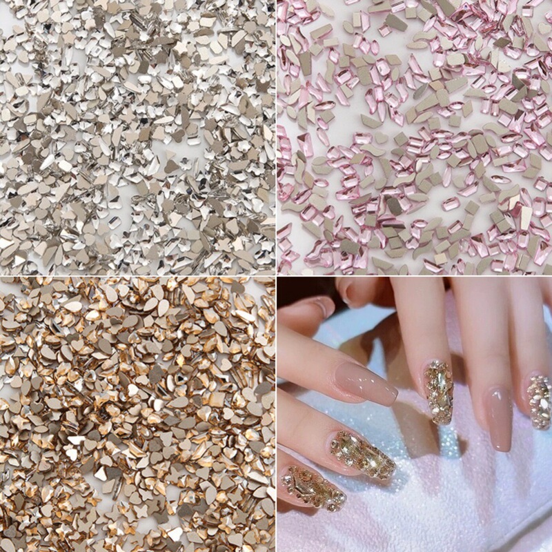 mini flat glass diamond rhinestone super flash mixed shaped nail jewelry diy nail art non-resin drill