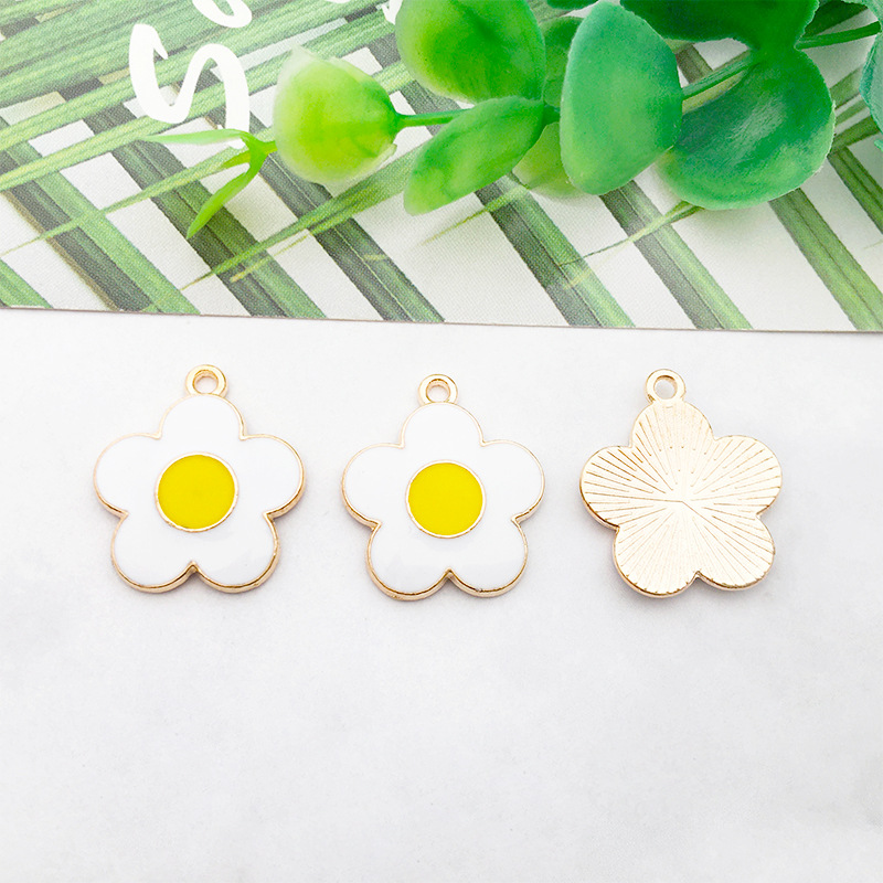 1 gota de aceite flor girasol DIY joyería accesorios aleación color flor collar pendientes colgante estilo coreano