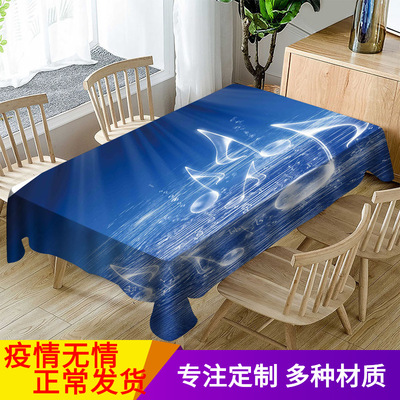 水上音符長方形帶桌裙新品ins桌布外貿防水桌布台布桌布