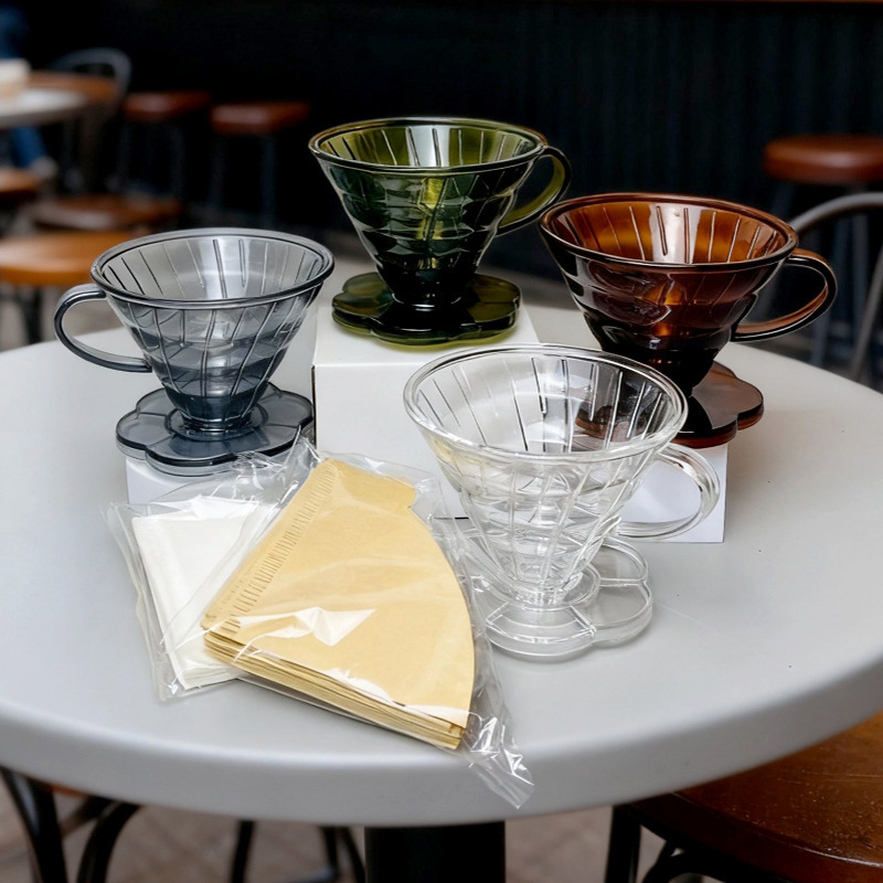 Large Tapered Hand Coffee Filter Cup V60 Transparent Filter Cup small size Thread Drip Filter Coffee Tools