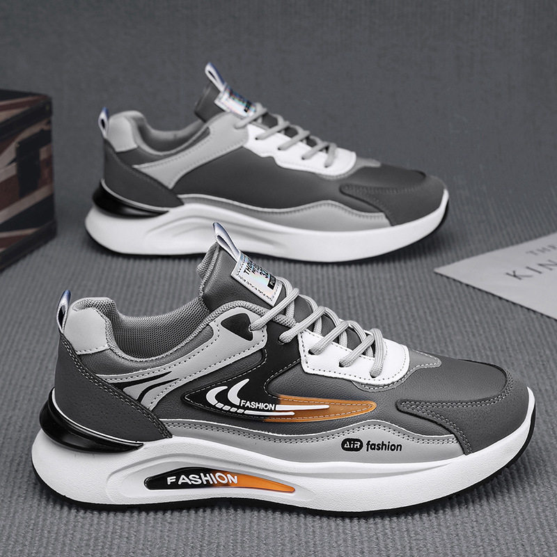 Giày thể thao nam da PU chống nước kiểu sneaker đế mềm chống trơn trượt — D291 màu trắng, D291 màu xám, D291 màu đen