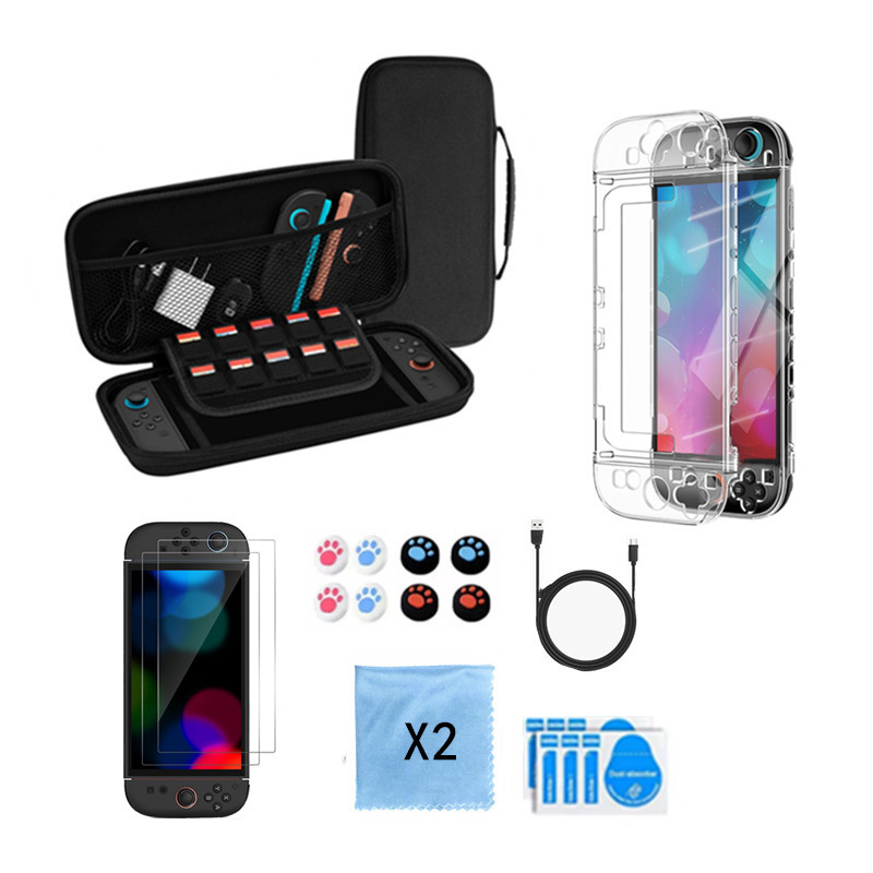 2025 nuevo conjunto de bolsa de almacenamiento switch2 cubierta protectora de caja de cristal switch2 película templada switch2