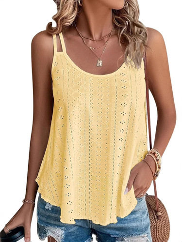 Women's sleeveless summer top, thin shoulder strap spring shirt, loose fit beach vacation 2025 casual