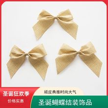 禧宝跨境新品小蝴蝶结装饰圣诞织带圣诞节麻布蝴蝶结装饰品