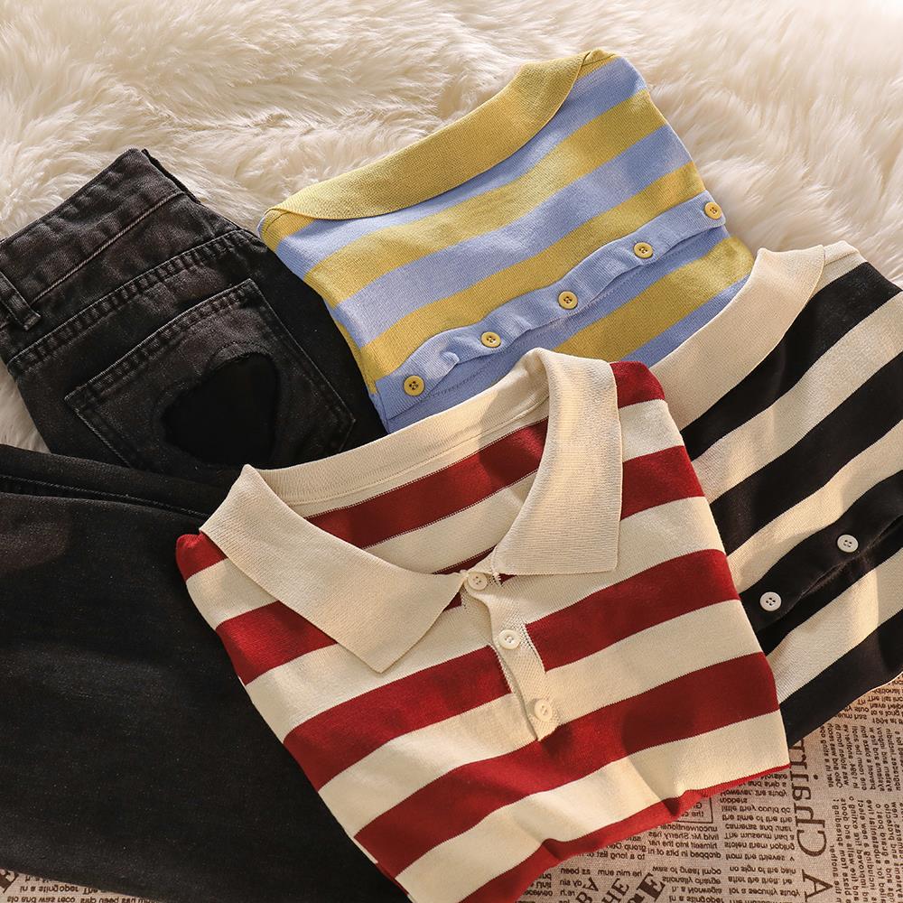 Temperament Fan!A great set~Striped jacket Polo T-shirt Paige Jeans suit ins