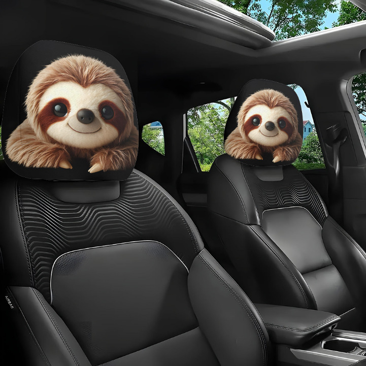 Universal Printed Headrest Covers for Cars, Various Quirky Prints, Polyester, Breathable, Antibacterial, Does Not Shrink or Become Hard