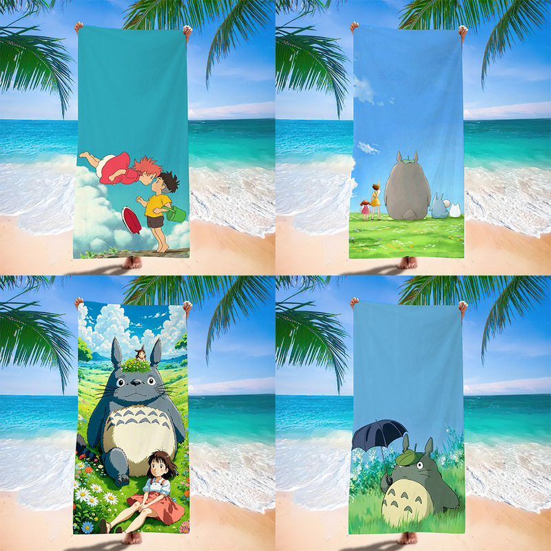 Children's Cartoon Totoro Beach Towel Cool Quick-drying Sunscreen Portable Bath Towel Outdoor Travel Seaside Picnic Explosions