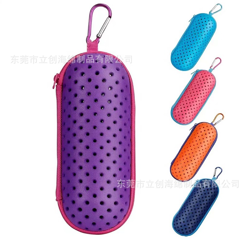 Colorful Hooked Swimming Goggles Case, Breathable and Lightweight Cut Out Storage Box with Hole Swimming Goggles Eva Cosmetics Bag in Stock