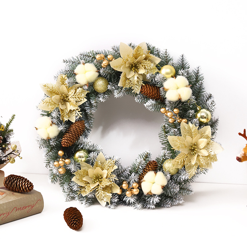 Ventas directas de la fábrica nuevas decoraciones de Navidad transfronterizo hecho a mano guirnalda artificial puerta colgante ventana Decoración Accesorios guirnalda