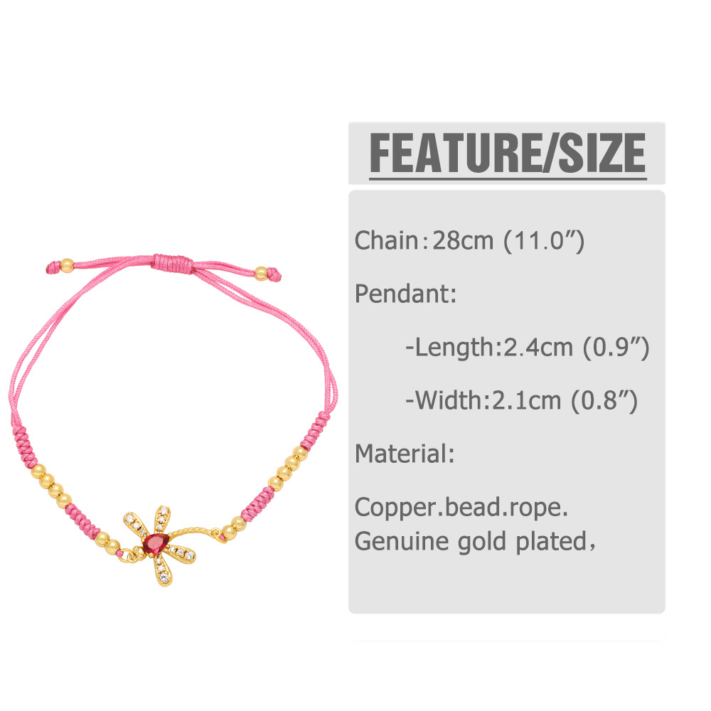 Fashion Dragonfly Copper Bracelets Inlay Zircon Copper Bracelets