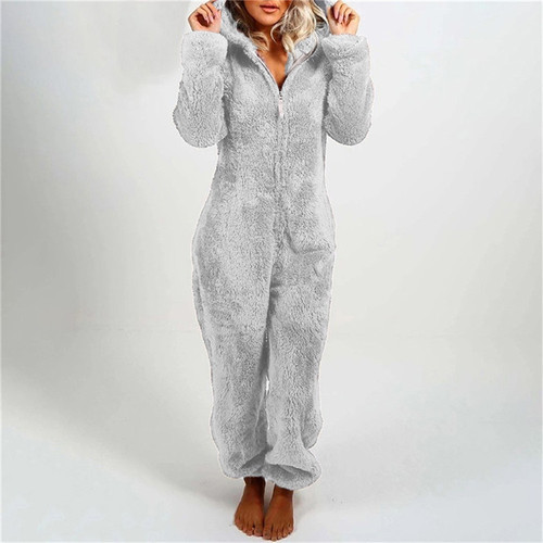 Eco-friendly and Environmentally Conscious Women's Autumn/Winter New Fashion One-piece Top with Hooded Long Sleeve Plush Bodysuit