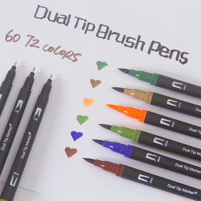 Amazon transfronteriza de doble cabeza acuarela pluma suave cabeza marcador arte gancho pluma 12/100/120/132 traje de color