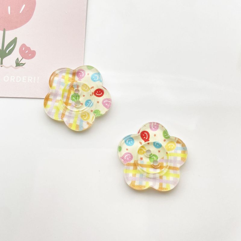 透明五瓣花印花花朵饰品配件diy毛衣纽扣手机壳贴片洞洞鞋鞋花|undefined