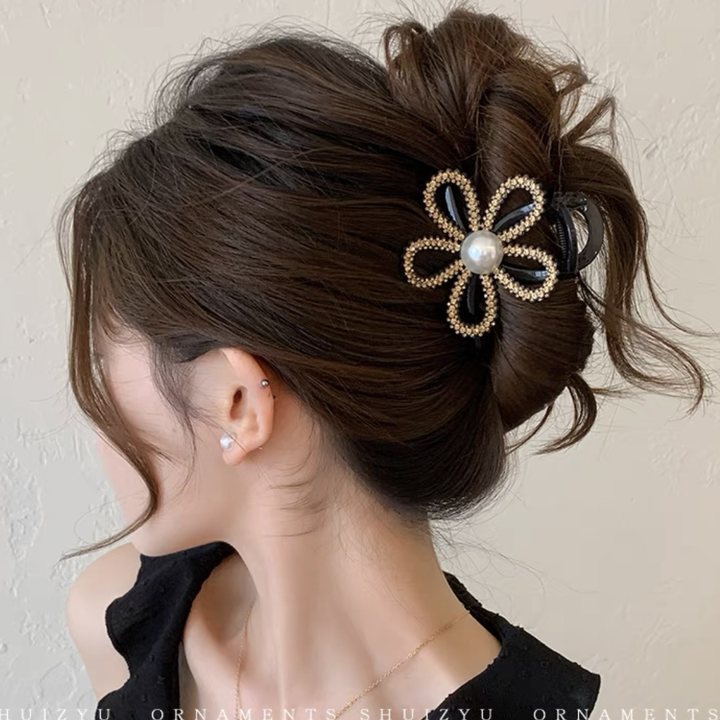 24#Rhinestone flower 8cm hair grip