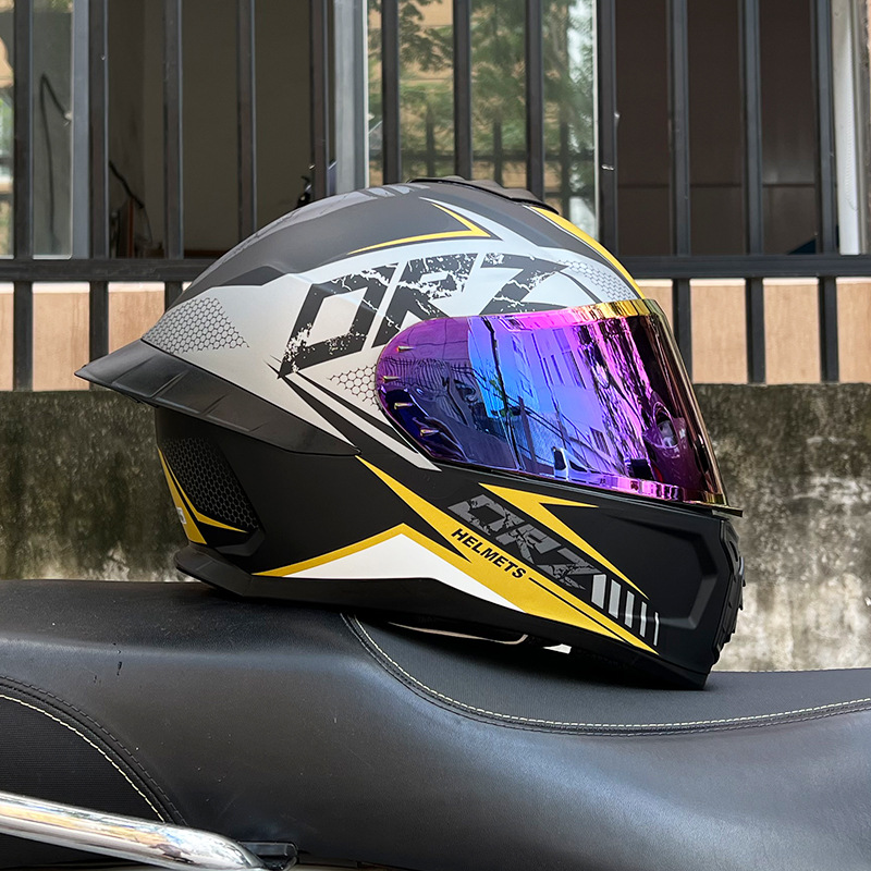 Casco de Motocicleta Certificado ORZ3c para Hombre y Mujer, Casco Integral de Doble Lente, Alerón Trasero Personalizado de Verano, Estilo Semi-Integral con Bluetooth