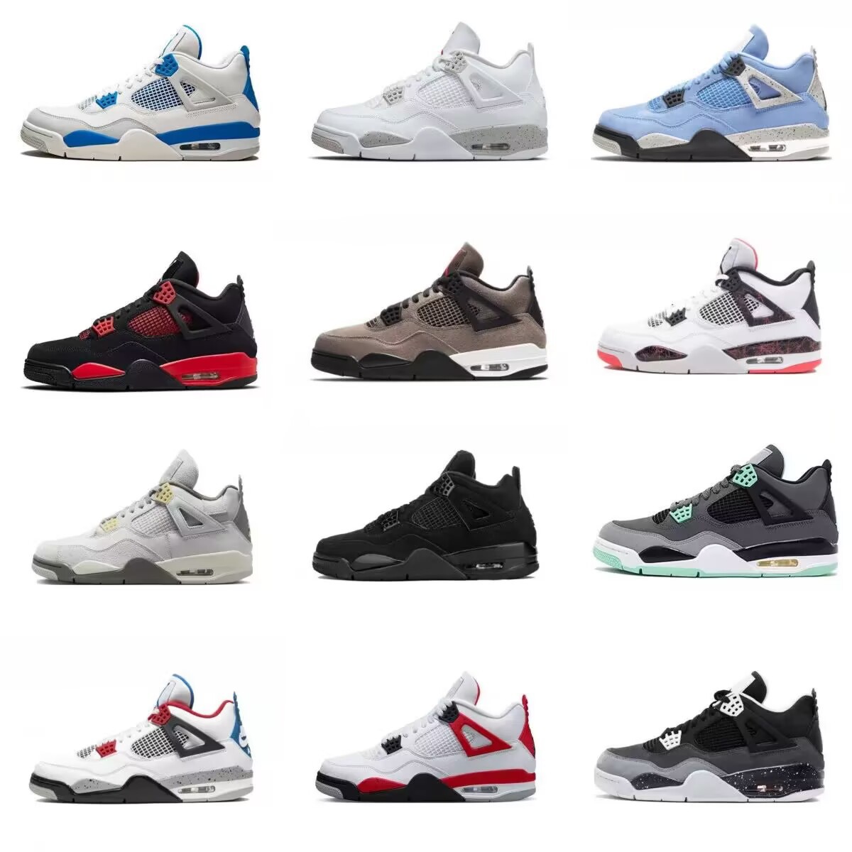Four Seasons aj4 농구 신발 Joe 4 Flame Red Men's Shoes White Cement 여성 신발 Black Sail 착용 방지 미드 헬프 스포츠 런닝 슈즈