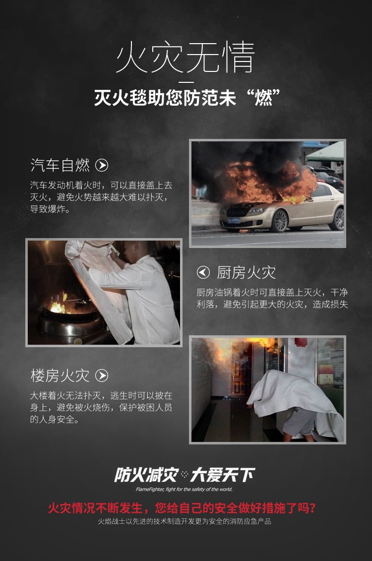 Flame Warrior Fire Blanket Silicone Kitchen Emergency Fire Protection Life-Saving Blanket Outdoor Camping Fire Blanket Fire Escape Blanket