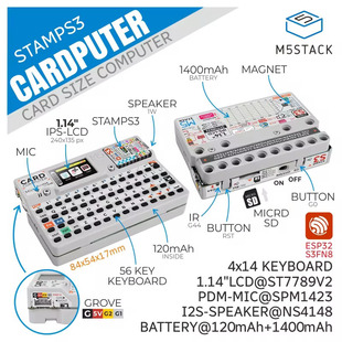 Official M5Stack Cardputer Stamps3 Microcontroller 56 Keyboard Card Computer Iot