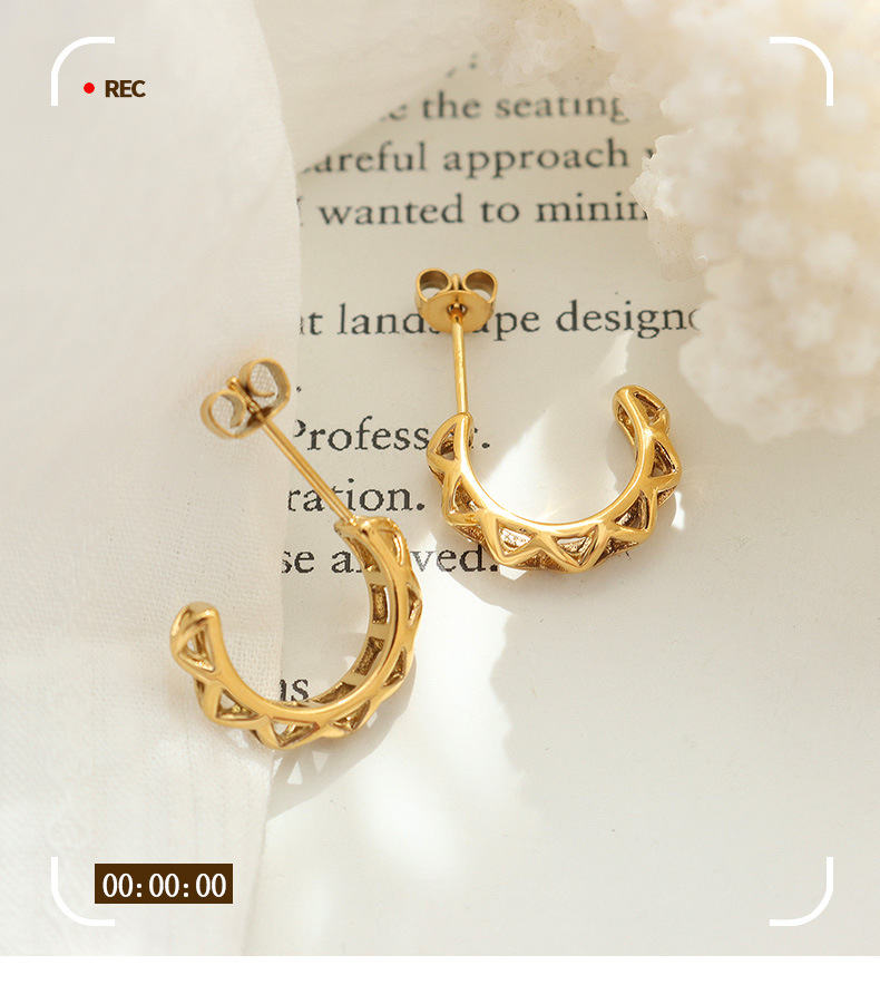 Simple Style C Shape Titanium Steel Ear Studs Plating Stainless Steel Earrings