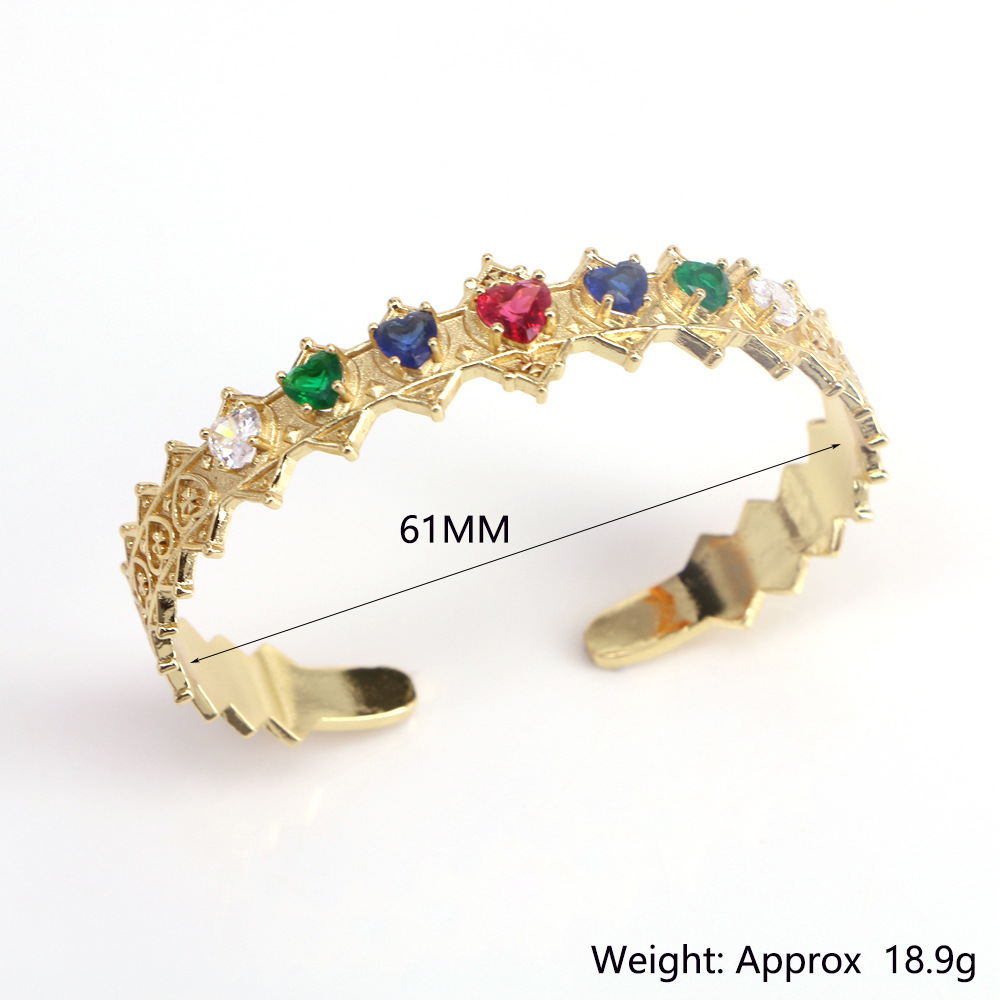 Fashion new style copper Gold-Plated Micro Inlaid Color Zircon Open Geometric Bracelet