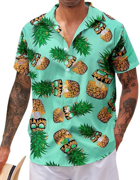 Venta caliente transfronteriza europea y americana, linda mascota gato estampado 3D, camisa hawaiana de manga corta con botones sueltos en la calle principal para hombres