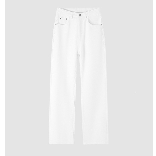2026 Spring/Summer New High-Waisted Wide-Leg Floor-Length Jeans for Women, Fashionable and Flattering, Versatile White Straight-Leg Pants