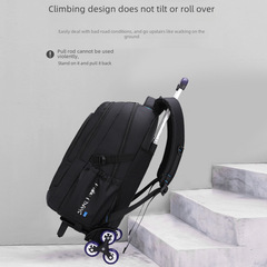 Natural Fish Factory Direct Sales Junior and Senior High School Students' Trolley School Bag Men's Fashion Six Wheels Climbing Stairs Large Capacity Computer Bag 