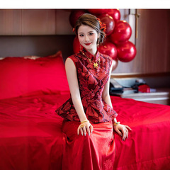 乾杯ドレス、ハイエンドの新しい中国風の婚約ドレス、2025年の新しい花嫁の結婚式の乾杯ドレス、スリムで夏のお祝い
