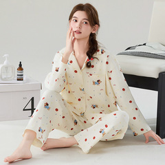 纯棉月子服睡衣女款春秋季爽棉开衫怀孕期甜美孕妇哺乳家居服套装