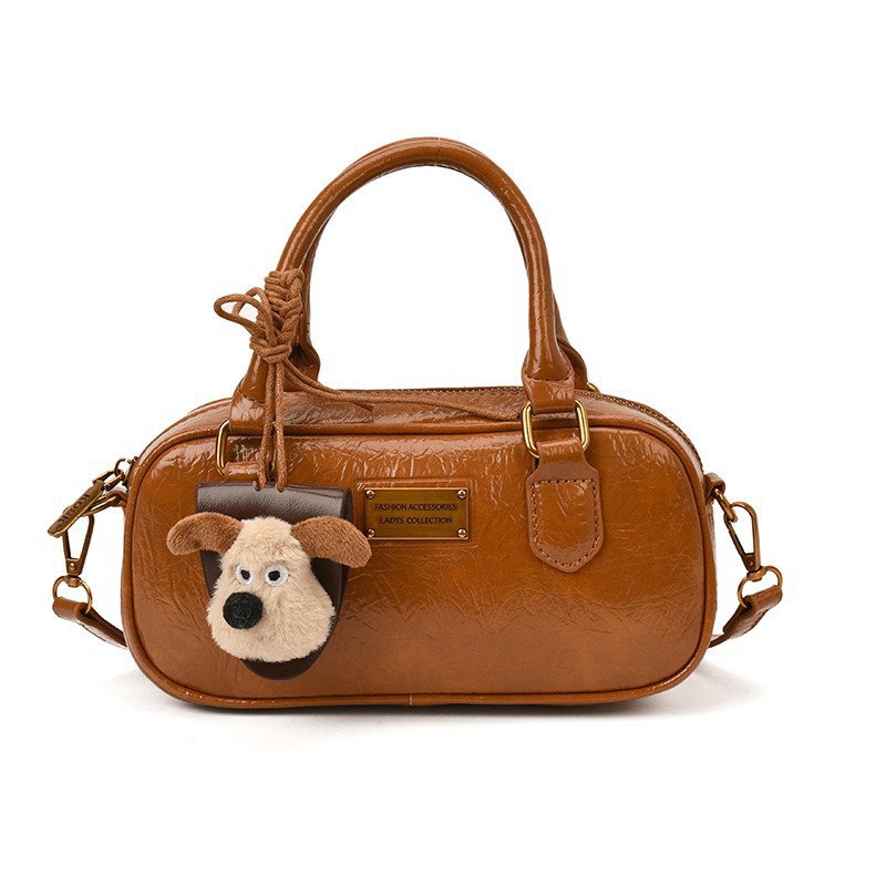 Cross-Border Retro Niche Bowling Bag For Women Soft Leather Texture Fashion Shoulder Bag Versatile Trendy Crossbody Bag - Thumbnail 5