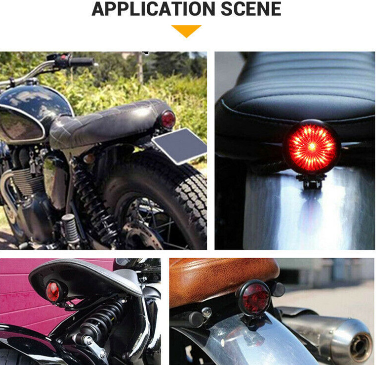 Harley cruiser motorcycle modification accessories retro metal LED rear tail light brake light small round light