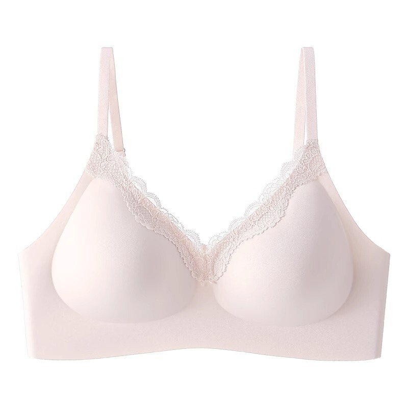 舒服蕾无痕蕾丝果冻条内衣女小胸聚拢美背细肩带云感文胸罩夏薄款|undefined