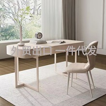 奶油风实木学习书桌梳妆台一体桌小户型电脑桌卧室现代轻奢办公桌