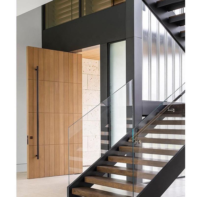 Cross-Border Solid Wood Entrance Door Pivot Door Stainless Steel Villa Central Axis Rotating Modern Style Pivot Entrance Door