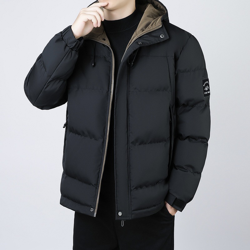 Invierno de invierno de algodón de pluma de tamaño grande hombre moda de la juventud de algodón cálido grueso chaqueta de algodón con capuchón suelta