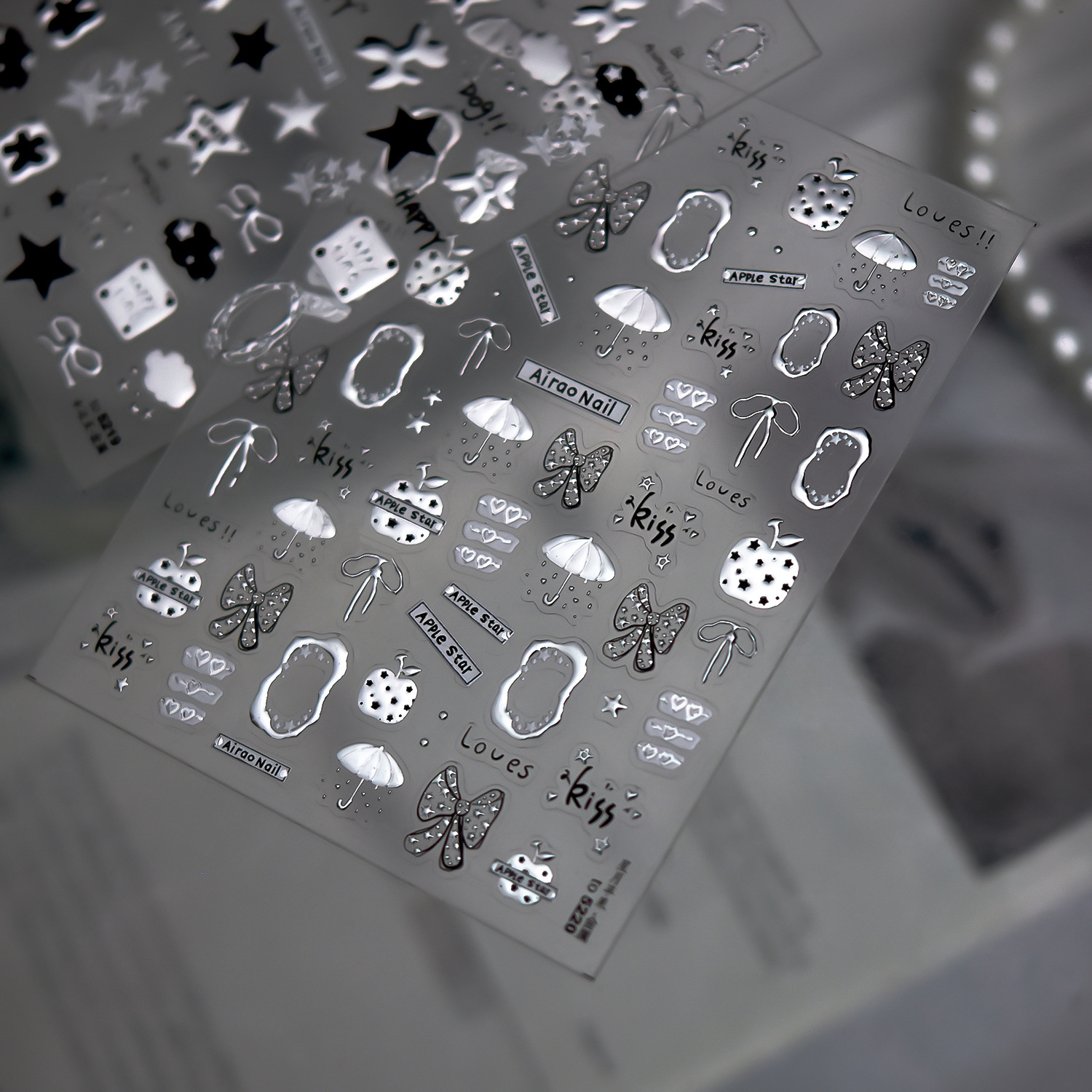 tomoni金属美甲贴纸diy 爆款潮流风潮流风指甲贴星月苹果饰品贴纸