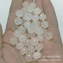 冰底金丝玉白色南瓜珠散珠批发 diy玉石饰品配饰玉石散珠玉配件