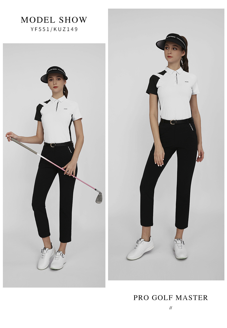 Quần golf nữ ống đứng dài 9 phân, vải chống thấm nước thoáng khí, phù hợp xuân hè — KUZ149-Quần màu xanh nước biển, KUZ149-Quần Trắng, KUZ149-quần đen chi tiết 9