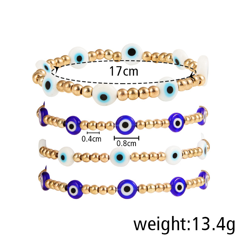 Fashion Devil's Eye Beaded Ceramics Irregular Plating Women's Bracelets 4 Pieces display picture 1