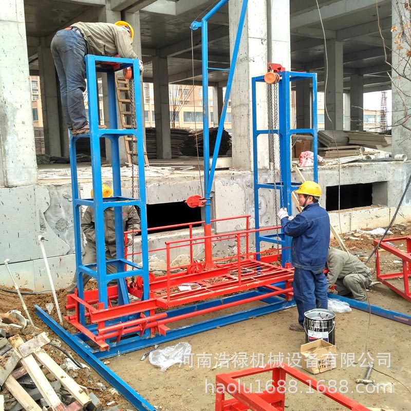 高层建筑施工升降机单柱双笼物料提升机 货用SS1t/1t龙门架升降机