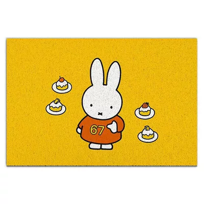 Cartoon Miffy Rabbit Silk Loop Doormat for Home Entrance, Dirt-Resistant and Easy to Clean, Dust-Proof Mat for Entryway and Shoe-Changing Area (Avtomobil döşəmə paspasları) - miffy-rabbit-fruit-cake-4060cm-silk-circle