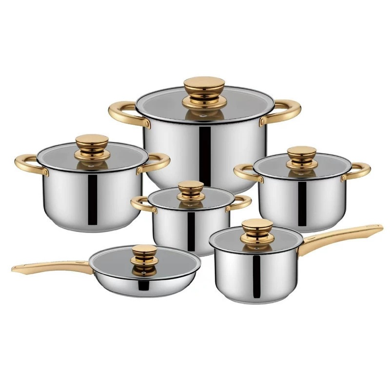 Exportación de comercio exterior transfronterizo red set de olla de acero inoxidable 12 piezas set de olla de olla