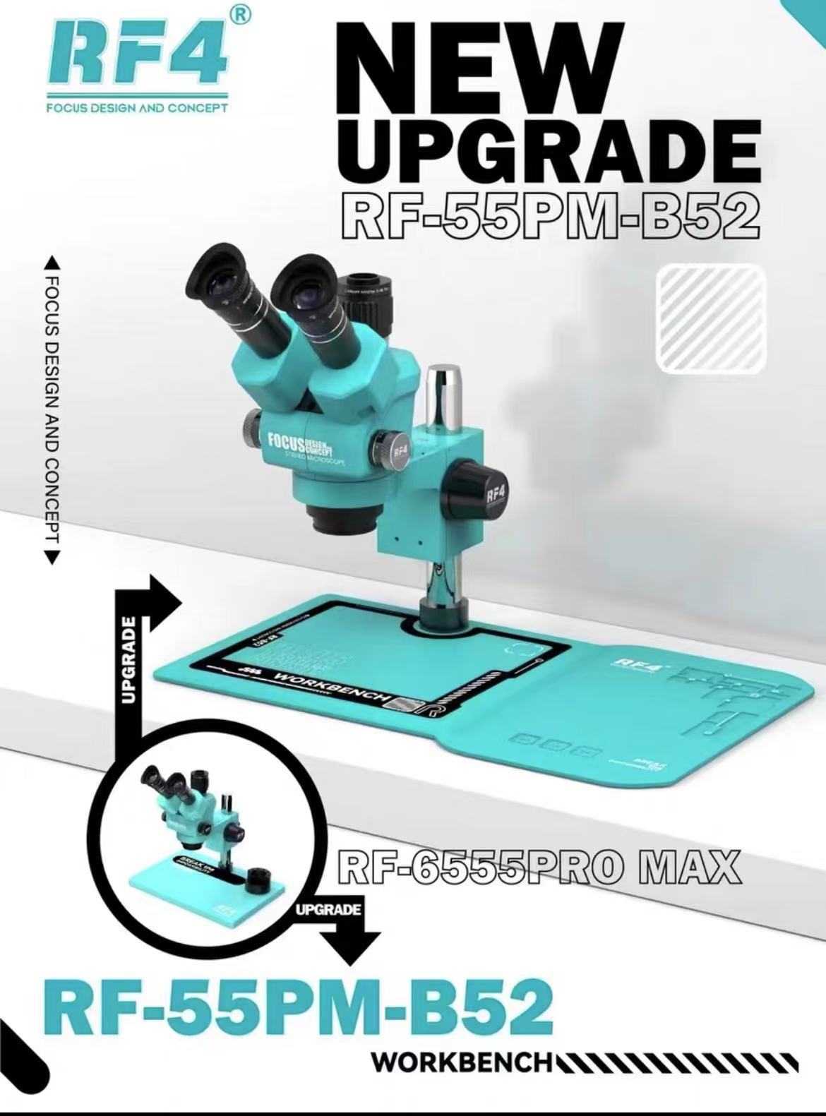Microscopio de alta potencia RF4 mantenimiento de la placa base del teléfono móvil microscopio HD 7-50X Microscopio de zoom continuo de doble brazo