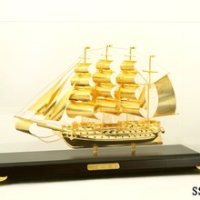 铜镀24K金帆船SS-43GP  一帆风顺帆船摆件