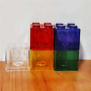 Cute building block modeling ~ home decoration red yellow blue green transparent plastic coin piggy bank piggy bank change cloud