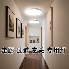 廊下通路、玄関、階段専用ライト、シンプルモダン、軽い高級感、ハイエンドの丸型LEDシーリングライト